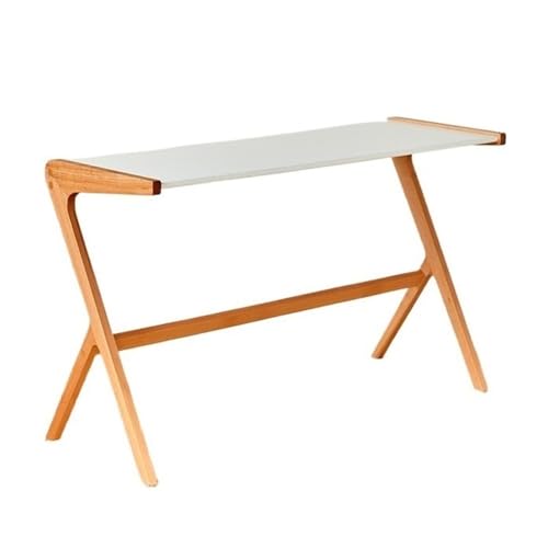 GEK208130 Einfach 47,2 Zoll Schreibtisch for kleine Räume, stabile Y-förmige Struktur, moderner einfacher Schreibtisch aus Buchenholz Schreiben(Weiß) von GEK208130