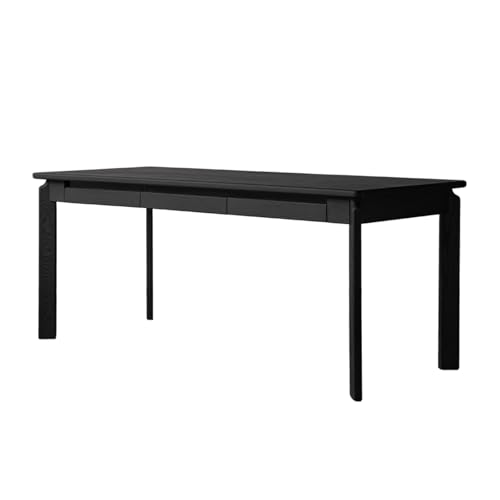 GEK208130 Einfach Moderner Schreibtisch im schlichten Stil mit Schublade, mattschwarzer Laptop-Schreibtisch aus Massivholz, Esstisch for das Home Office Schreiben(M) von GEK208130
