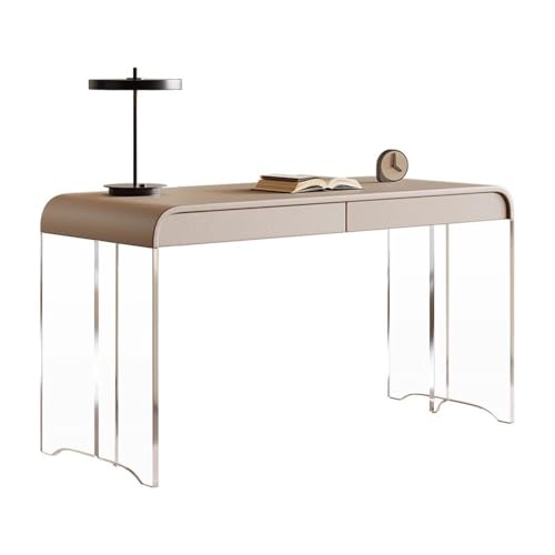 GEK208130 Einfach Moderner cremeweißer Büroschreibtisch mit 2 Schubladen, stabilen Tischbeinen aus Acryl, luxuriöser Schreibtisch und Frisiertisch for zu Hause Schreiben(S) von GEK208130