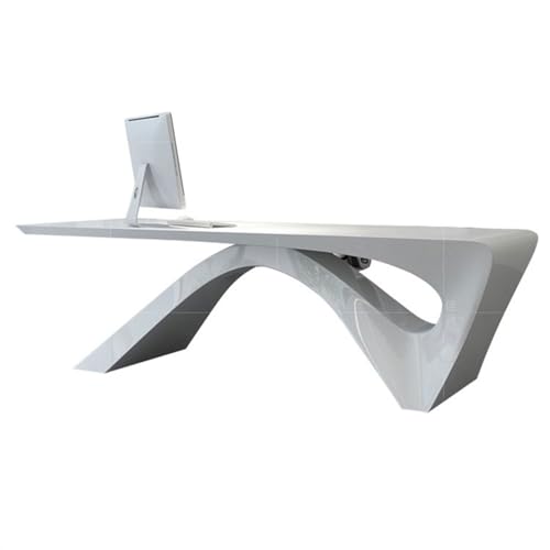GEK208130 Einfach Stilvoller weißer Lack-Cheftisch, Schlichter moderner Präsidentenschreibtisch, kreativer großer Schreibtisch, Büroschreibtisch Schreiben(220 * 90 * 75cm) von GEK208130