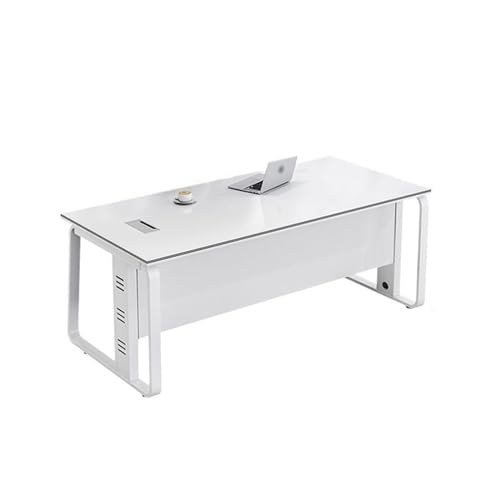 GEK208130 Einfach Weißer Büroschreibtisch, Chefschreibtisch, einfacher moderner Einzelschreibtisch und Stuhlkombination, Manager-Supervisor-Schreibtisch, Schichttisch Schreiben(200 * 60 * 75CM) von GEK208130