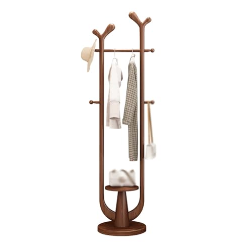 GEK208130 Flur Bodenstehender Garderobenständer for Schlafzimmer, hochwertiges Wohnzimmer, Kleiderständer, Kleiderständer aus massivem Holz for zu Hause Hutständer(Walnut) von GEK208130