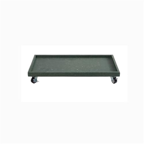 GEK208130 Garten Rechteckiger beweglicher Untersetzer mit Rädern, Pflanzenpalette aus Kunstharz for drinnen und draußen Topfpflanzen(Green,Mittel) von GEK208130