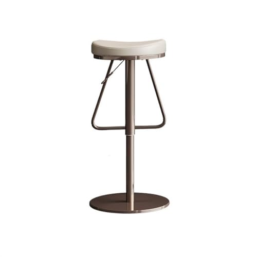 GEK208130 Mehrzweck Barhocker, Leichter Luxus-Barhocker, Haushaltsdrehstuhl ohne Rückenlehne, anhebbarer Barstuhl aus Edelstahl (56–82 cm). Modern(Weiß) von GEK208130