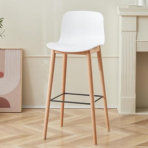 GEK208130 Mehrzweck Barhocker aus massivem Holz, Rückenlehne, Bar, Verhandlung, Empfang, verdickter Hochhocker, hoher Barstuhl Modern(Weiß) von GEK208130
