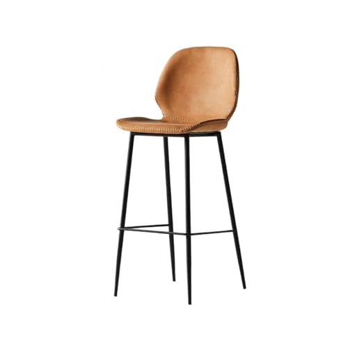 GEK208130 Mehrzweck Home Kitchen Hochhocker, Leichter Luxus-Bar-Loungesessel, hohe Rückenlehne, modische Barhocker aus PU-Leder Modern(Orange) von GEK208130