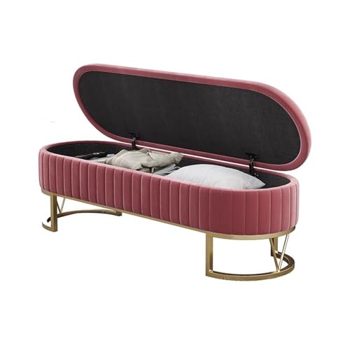 GEK208130 Modern Aufbewahrungsbank, gepolsterter Nachttischhocker mit Metallbeinen, Moderne Aufbewahrungsbank for den Eingangsbereich des Wohnzimmers Dekorativ(Pink,Groß) von GEK208130