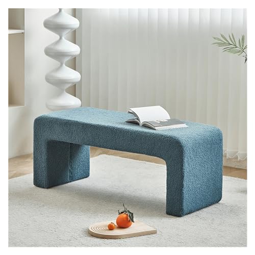 GEK208130 Modern Gepolsterte Eingangsbank, Bettende-Bank for Schlafzimmer, Boucle-Ottoman-Bank, Moderne Schuhbank for Eingangsbereich, Wohnzimmer Dekorativ(Blue,100 * 40 * 45cm) von GEK208130