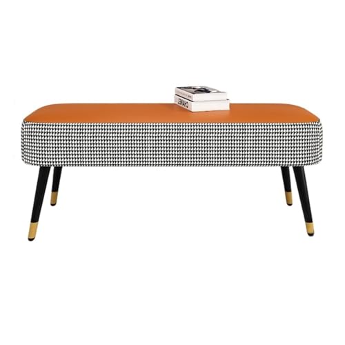 GEK208130 Modern Gepolsterte Schlafzimmerbänke, Wohnzimmer-Fußstützenhocker mit Metallbeinen for den Eingangsbereich, das Esszimmer, das Schlafzimmer und das Ende des Bettes Dekorativ(Orange) von GEK208130