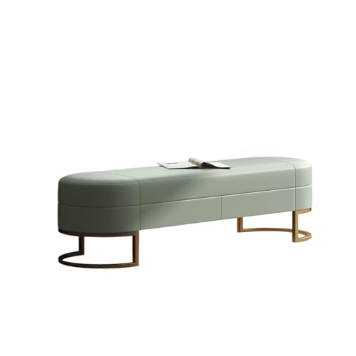 GEK208130 Modern Ottomane mit Stauraum for Schlafzimmer, Ottomane aus echtem Leder mit Stauraum, Stauraumbank for Schlafzimmer, Wohnzimmer und Flur Dekorativ(Cyan,100 * 40 * 45cm) von GEK208130