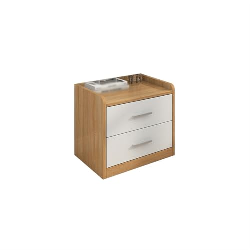 GEK208130 Nachtschrank Nachttisch in Weiß + Holzfarbe Aktenschrank mit Zwei Schubladen, Massivholz-Aufbewahrungsschrank for Wohnzimmer, Schlafzimmer, Arbeitszimmer Schlafzimmer von GEK208130