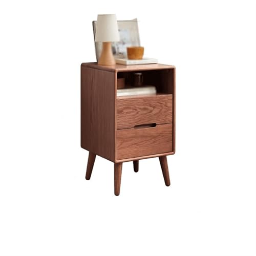 GEK208130 Nachtschrank Nachttisch mit Zwei Schubladen + einem Ablagefach, Massivholz-Aufbewahrungsschrank for Wohnzimmer, Schlafzimmer, Arbeitszimmer, Bücher, Lampen usw. Schlafzimmer(Bruin) von GEK208130