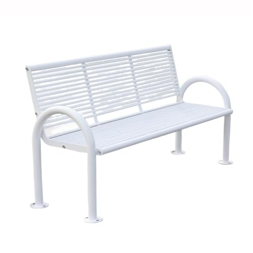 GEK208130 Parkbank Verzinkte Gartenbank mit Rückenlehne Mehrpersonen-Parkbank Sitzbank Outdoor(Weiß) von GEK208130