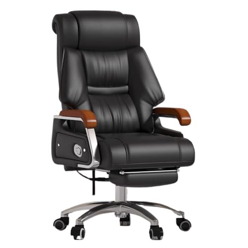 GEK208130 Schreibtischstuhl Bürostuhl aus echtem Leder, bequemer Chefsessel for Zuhause und im Büro Drehstuhl von GEK208130