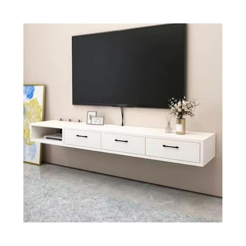 GEK208130 Tv Schrank An der Wand montierte schwebende TV-Einheit, Medienkonsole, Unterhaltungs- und Gaming-Aufbewahrung, TV-Regalschrank Fernsehschrank(Weiß,180x23x20cm) von GEK208130