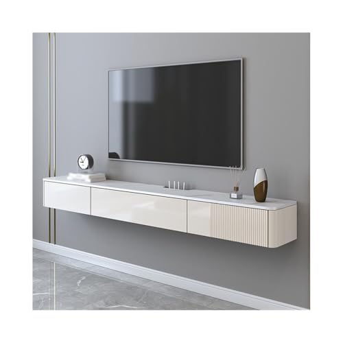 GEK208130 Tv Schrank Floating TV Stand with 2 Drawer TV Cabinet for Small Living Rooms Edia Console Floating Storage Cabinet Fernsehschrank(Weiß,200x24x19cm) von GEK208130