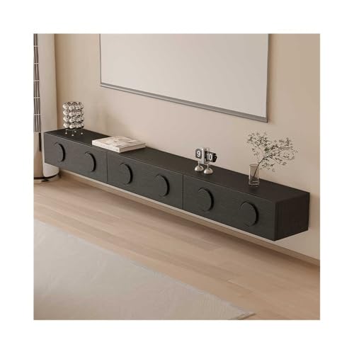 GEK208130 Tv Schrank Minimalistischer schwebender TV-Ständer, wandmontiertes Entertainment-Center mit 2 Schubladen, Medienkonsole Fernsehschrank(Schwarz,160x24x20cm) von GEK208130