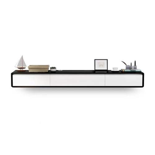 GEK208130 Tv Schrank Schwebende TV-Einheit, an der Wand montierter TV-Schrank, Moderne Unterhaltungsmedienkonsole for das Wohnzimmerbüro Fernsehschrank(Schwarz,180x20x24cm) von GEK208130