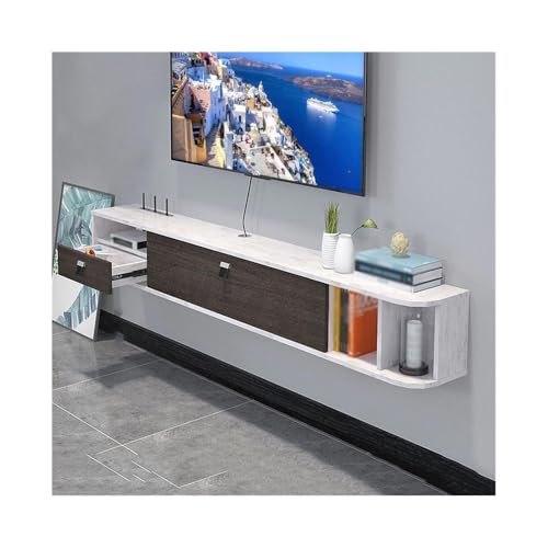 GEK208130 Tv Schrank Schwebende TV-Einheit, wandmontierter TV-Schrank, schwebende Regale mit Tür for Wohnzimmer und Büro Fernsehschrank(Weiß,Klein) von GEK208130