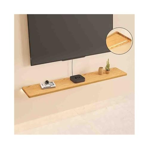 GEK208130 Tv Schrank Schwebende TV-Regale, 63,0/70,8 Zoll wandmontiertes TV-Regal mit LED-Licht, Moderne Lagerregale aus Massivholz, Wandregal unter Fernsehern Fernsehschrank(Natural,180cm) von GEK208130