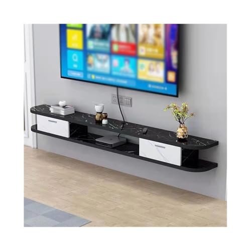 GEK208130 Tv Schrank Schwebender TV-Ständer, 71-Zoll-Medienkonsole zur Wandmontage mit Stauraum for Schlafzimmer, Wohnzimmer Fernsehschrank(Schwarz,200x22x20cm) von GEK208130