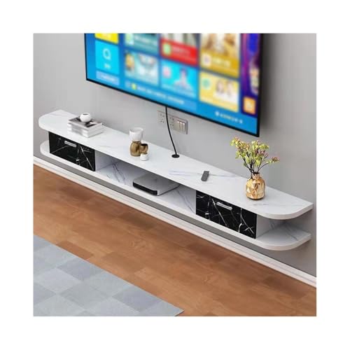 GEK208130 Tv Schrank Schwebender TV-Ständer, 71-Zoll-Medienkonsole zur Wandmontage mit Stauraum for Schlafzimmer, Wohnzimmer Fernsehschrank(Weiß,200x22x20cm) von GEK208130