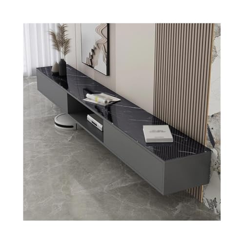 GEK208130 Tv Schrank Schwebender TV-Ständer, Wandmontage, TV-Medienkonsole mit Mehreren Ablagefächern, schwebender TV-Schrank Fernsehschrank(Schwarz,Mittel) von GEK208130