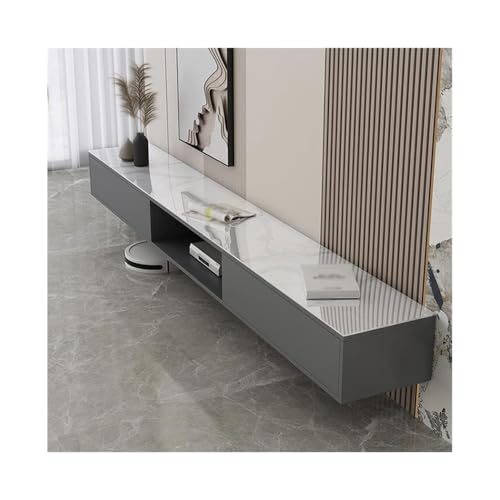 GEK208130 Tv Schrank Schwebender TV-Ständer, Wandmontage, TV-Medienkonsole mit Mehreren Ablagefächern, schwebender TV-Schrank Fernsehschrank(Weiß,Groß) von GEK208130