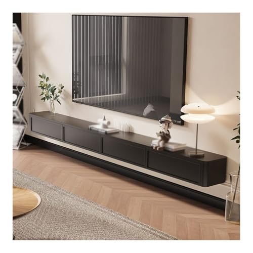 GEK208130 Tv Schrank Schwebender TV-Ständer, wandmontiertes Entertainment-Center mit 2 Schubladen, Medienkonsole Fernsehschrank(Schwarz,160x24x20cm) von GEK208130