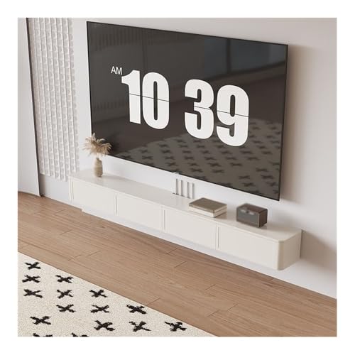 GEK208130 Tv Schrank Schwebender TV-Ständer, wandmontiertes Entertainment-Center mit 2 Schubladen, Medienkonsole Fernsehschrank(Weiß,200x24x20cm) von GEK208130