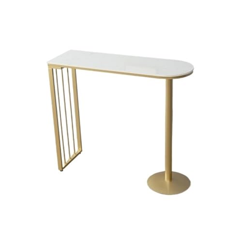GEK208130 Zuhause Marmor-Stehtisch mit Metallrahmen, for Zuhause, leicht, luxuriös, hoher Fuß, Küchen-Esstisch Thekentisch(Gold,180 * 40 * 105cm) von GEK208130