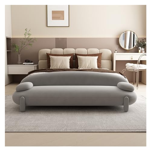 Modern Gepolsterte lange Bank, moderne getuftete Bettbank mit osmanischem Holzrahmen, Akzentbank for den Eingangsbereich, das Esszimmer und das Wohnzimmer Dekorativ(Light Grey,180*55*60cm) von GEK208130