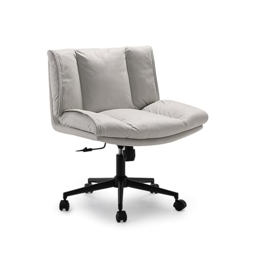 Schreibtischstuhl Home-Office-Stuhl mit Rollen, höhenverstellbar, grauweißer technischer Stoff, ergonomischer Computerstuhl, moderner Drehstuhl mit mittlerer Rückenlehne for Büro, Besprechungszimmer, von GEK208130