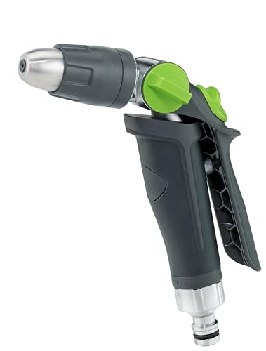 GEKA Plus Multispritzdüse (stufenlos einstellbar, Einhandbedienung, Dauerarretierung, rutschfest, Gartenschlauchaufsatz, Gartenbewässerung, Spritzdüse für Gartenschlauch) 46.1006.9 von GEKA