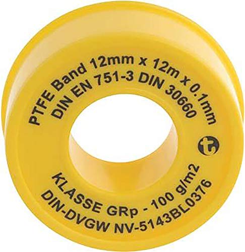 Geka Dichtbandrolle DVGW 12 x 0.1 mm 12 m aus PTFE, Gelb, 18 x 8 x 13 cm von GEKA