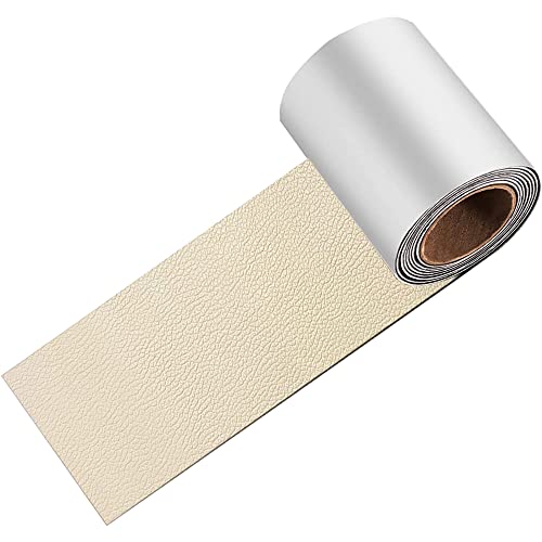 GELAISI 7.6 * 152cm Beige Leder Patch Kit Selbstklebende,PVC Lederfolie,Kunstleder Rindsleder Optik,Lederreparatur Für Couch Sofa Risse, Verbrennungen, Autositze Zubehör von GELAISI
