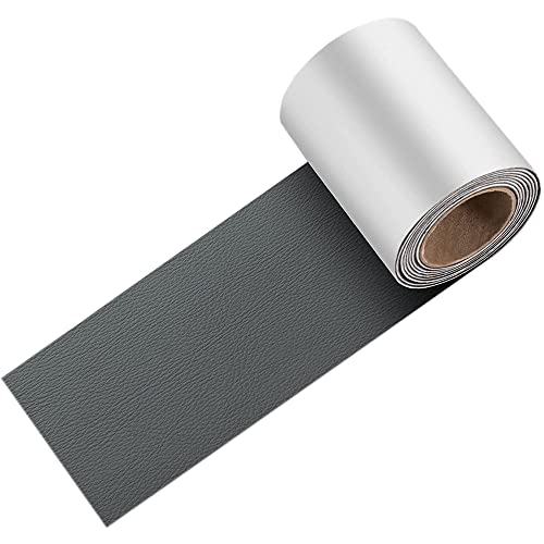 GELAISI 7.6 * 152cm Grau Leder Patch Kit Selbstklebende,PVC Lederfolie,Kunstleder Rindsleder Optik,Lederreparatur Für Couch Sofa Risse, Verbrennungen, Autositze Zubehör von GELAISI