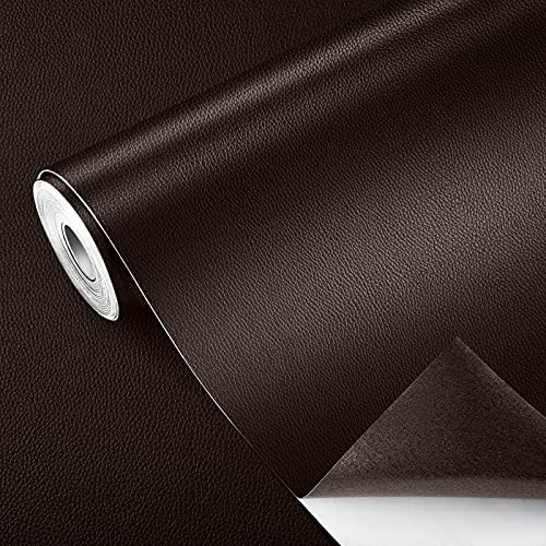 GELAISI Kunstleder Selbstklebend 40*150cm-Dunkelbraun Leder Patch Kit Selbstklebende Lederflicken,Lederoptik Folie Dekofolie Möbelfolie Tapeten Lederreparatur Polster für Schrank Ledertasche Autositz von GELAISI