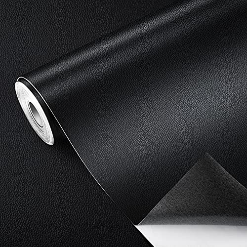 GELAISI Kunstleder Selbstklebend 40*150cm-Schwarz Leder Patch Kit Selbstklebende Lederflicken,Lederoptik Folie Dekofolie Möbelfolie Tapeten Lederreparatur Polster für Schrank Ledertasche Autositz Sofa von GELAISI