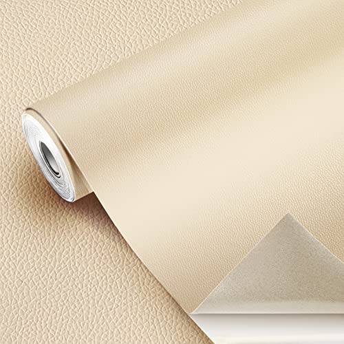 GELAISI Kunstleder Selbstklebend 40*300cm Beige Leder Patch Kit Selbstklebende Lederflicken,Lederoptik Folie Dekofolie Möbelfolie Tapeten Lederreparatur Polster für Schrank Ledertasche Autositz Sofa von GELAISI