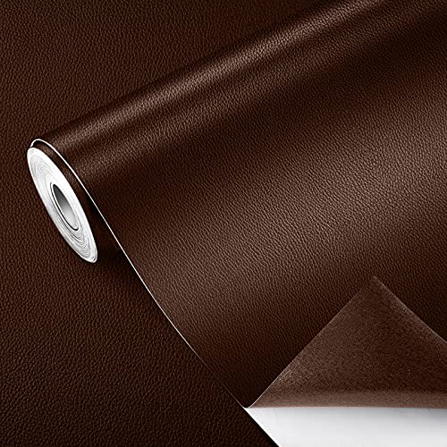 GELAISI Kunstleder Selbstklebend 60*200cm Braun Leder Patch Kit Selbstklebende Lederflicken,Lederoptik Folie Dekofolie Möbelfolie Tapeten Lederreparatur Polster für Schrank Ledertasche Autositz Sofa von GELAISI