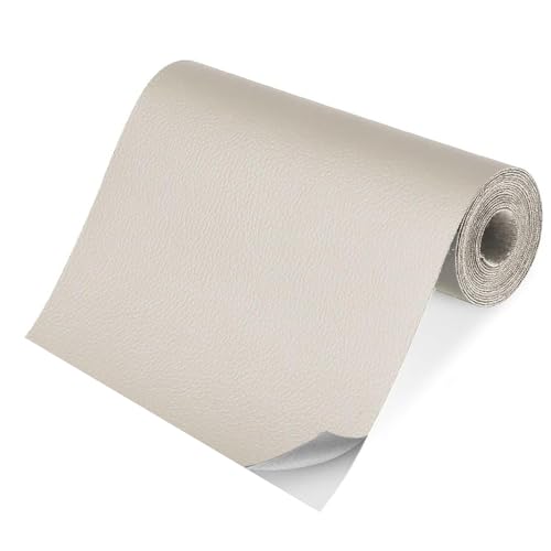 Kunstleder Selbstklebend Elfenbeingrau, 10 x 160cm Lederflicken Selbstklebend Leder Reparatur Patch, Leder Reparatur Patch Für Couch, Sofa, Autositze, Zubehör, Taschen und Renovierung von GELAISI