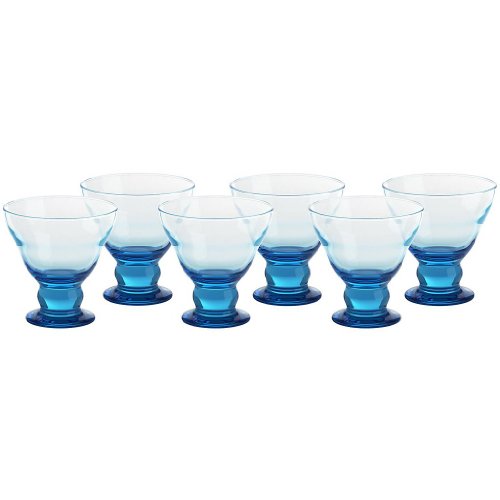 GELATO VERO 6er Set Eisschale Set Dessertschale Eisbecher Glas Antico Aquamarin 12,5 cm von CRISTALICA