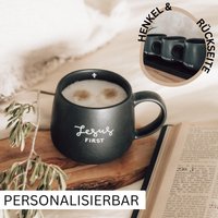 Keramiktasse Jesus First Personalisierbar Mit Namen Handbemalte Schwarze Tasse Matte Kaffeetasse Christliche Geschenkidee 360Ml von GELIEBTESKINDShop
