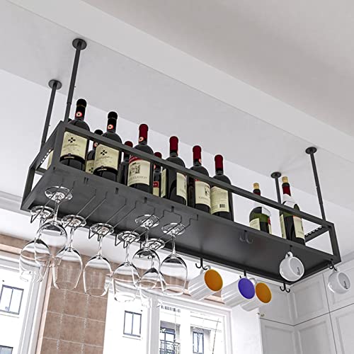 GELISURE Decken-Weinregal-Weinlagerregal, an der Wand befestigtes Kelch-Lagerregal aus Eisen, Verstellbarer Weinglashalter-Präsentationsständer für Bar, Küche, Restaurant (Size : 60x25x21cm von GELISURE