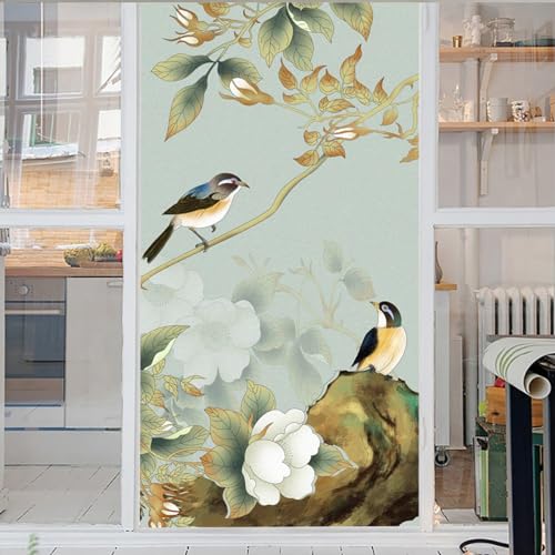 Blumen Fensterfolie 3D Fensterfolie Selbsthaftend Motiv Vögel Fensterfolie Sonnenschutz Hitzeschutz Selbsthaftend Fensterfolie Selbsthaftend Bad Fensterfolie Selbsthaftend 50x100cm von GELOUT