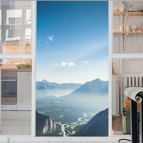 Fensterfolie Abnehmbar Uv-Blockierend Wärmeisolierung Nicht Klebend Berg Glas Fensterfolie Dekorative Statische Für Zuhause Frischhaltefolie Abdeckung 50x100cm von GELOUT
