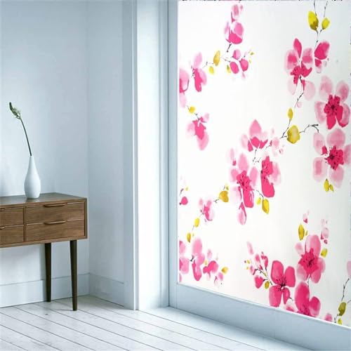 Fensterfolie Blickdicht Milchglas Muster Blumen Rosenrot 3D Fensterfolie Sichtschuzfolie Milchglasfolie Kreise Statisch Haftend Privatsphäre Fensteraufkleber Fensterfolie Selbsthaftend 50x200cm von GELOUT