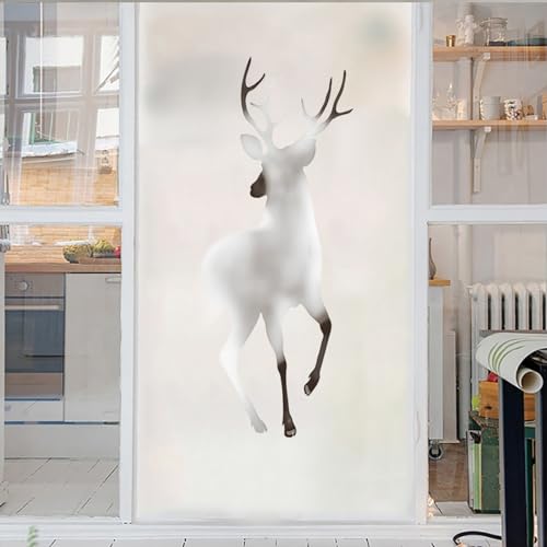 Fensterfolie Blickdicht Milchglas Muster Tierischer Elch 3D Fensterfolie Sichtschuzfolie Milchglasfolie Kreise Statisch Haftend Privatsphäre Fensteraufkleber Fensterfolie Selbsthaftend 50x120cm von GELOUT