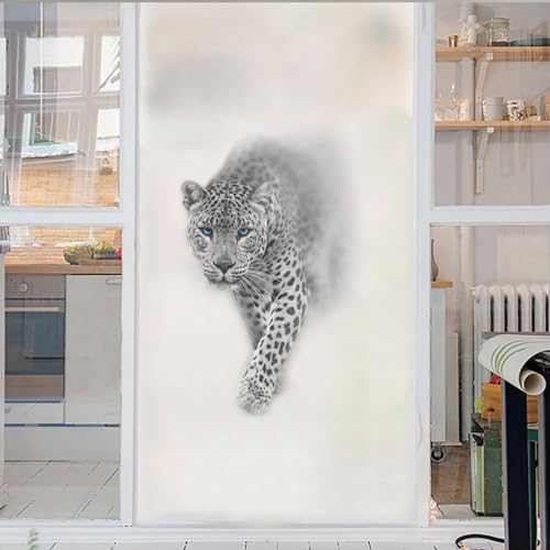 Fensterfolie Selbsthaftend Tierleopard, Verdunkelungsfolie Fensterfolie Sichtschutz 3D Dekorative Statische Für Zuhause Frischhaltefolie Abdeckung Fensterfolie Selbsthaftend Blickdicht 50x80cm von GELOUT